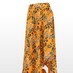 House or Harlow 1960 x Revolve Orange Maxi Skirt Leaves Pattern